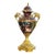 Ornate French-Inspired Burgundy Porcelain Vase – Romantic Figurative Scene With Gilded Gold & Bronze Accents For Sale