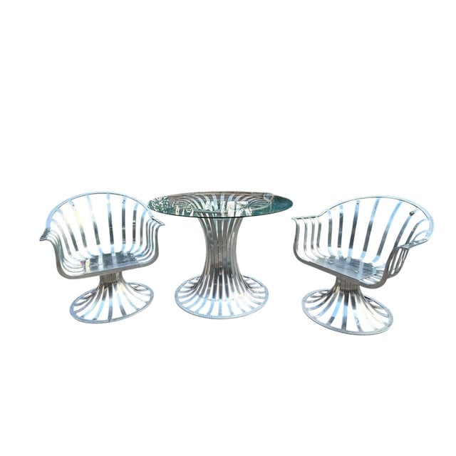 Mid-Century Russell Woodard Tulip Aluminum Patio Set by Herbert Saiger, 1960s, 3 Pieces For Sale In Miami - Image 6 of 13