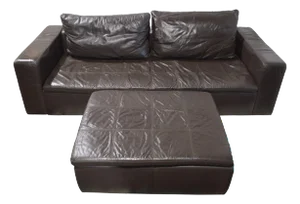 BoConcept Modern Leather Sofa With Ottoman