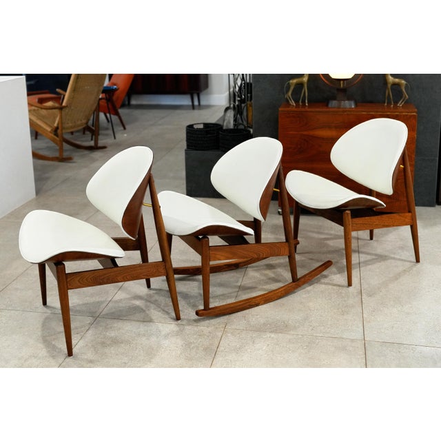 Wood Seymour James Wiener for Kodawood Clam Shell Chairs Set – Rocker + 2 Lounge MCM 50's For Sale - Image 7 of 16