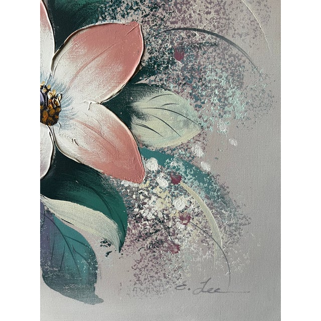 1990s 1990s Signed E. Lee “Spring Flowers” Textured Acrylic Painting by Windsor Art For Sale - Image 5 of 11