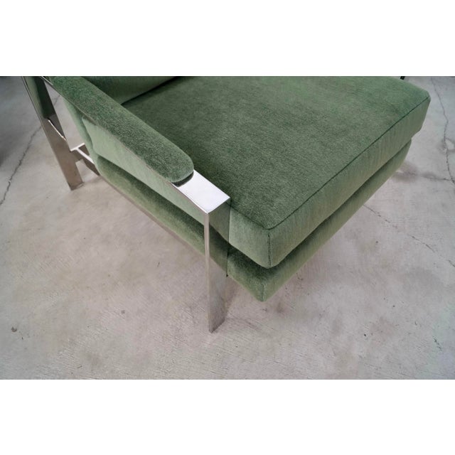 Milo Baughman Style Lounge Chairs in Mohair - A Pair For Sale - Image 10 of 12