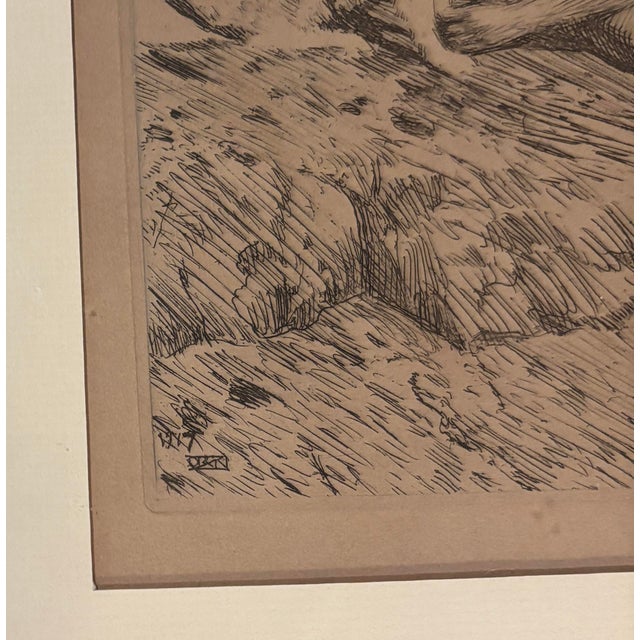 Glass Anders Zorn “Sappo” 1917 Signed Original Etching, Nude With Dog For Sale - Image 7 of 10