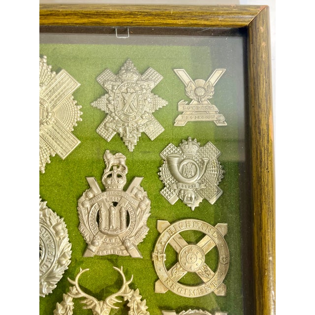 Antique Victorian Shadow Box Framed Set of 29 Scottish Military Regimental Badges For Sale - Image 15 of 18