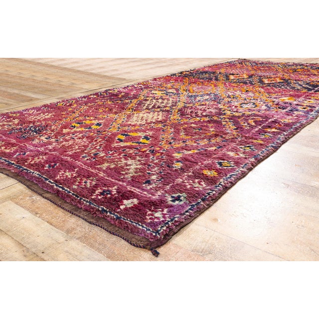 Magenta Vintage Beni M'Guild Moroccan Rug, 06'01 X 14'03 For Sale - Image 8 of 10
