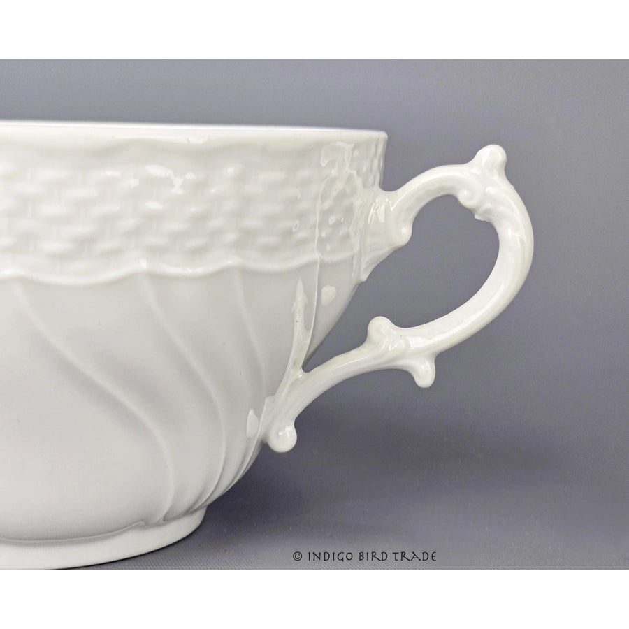 Vintage Italian Oversized White Porcelain Tea Cup and Saucer