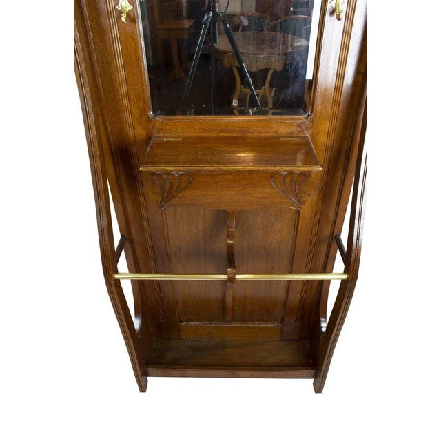 German Art Nouveau Oak Wardrobe with Brass Hooks For Sale - Image 5 of 12