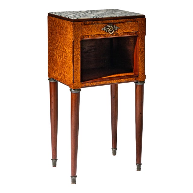 Louis XVI Style Bedside Table with Marble Top For Sale