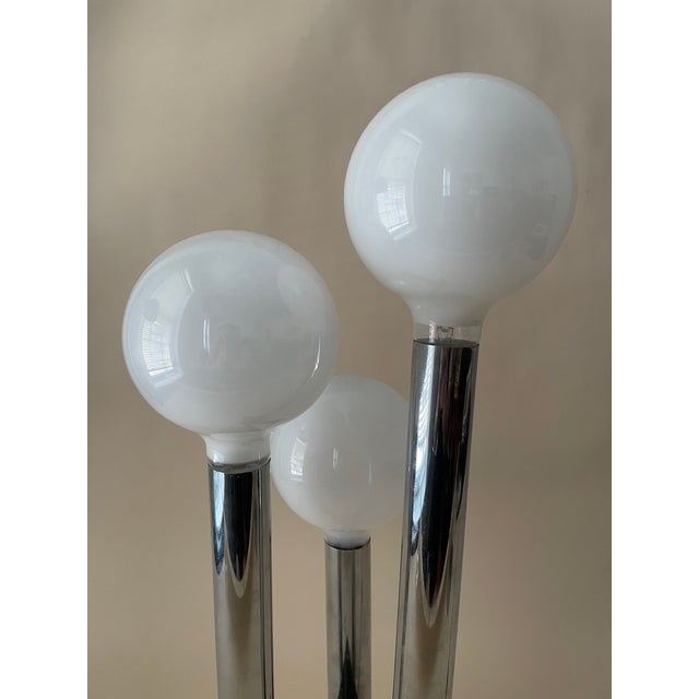 Mid 20th Century Vintage Space Age Three Globe Chrome and Triangle Lamp For Sale - Image 5 of 6