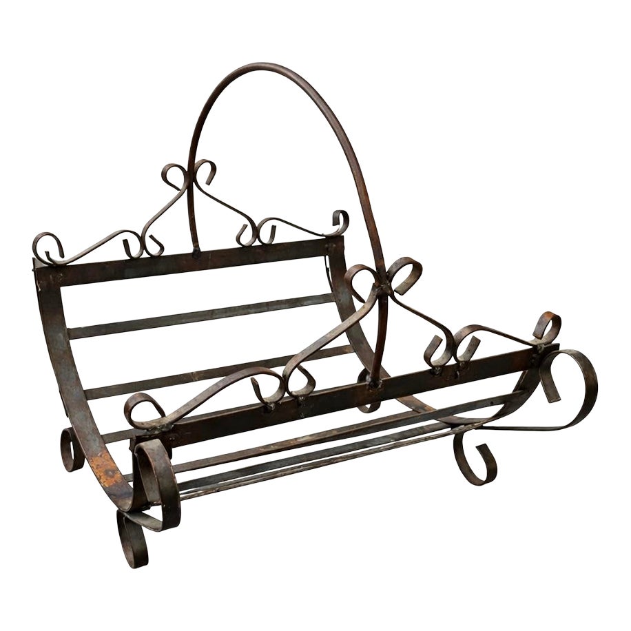 1930s Wrought Iron Magazine Rack / Magazine Holder | Chairish