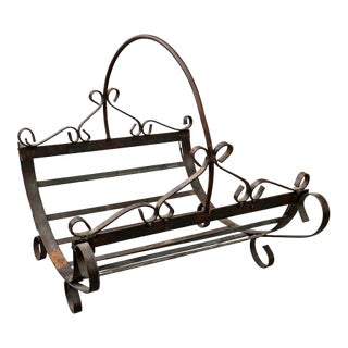 Wrought Iron Magazine Rack / Magazine Holder With Scrollwork 1930s For Sale