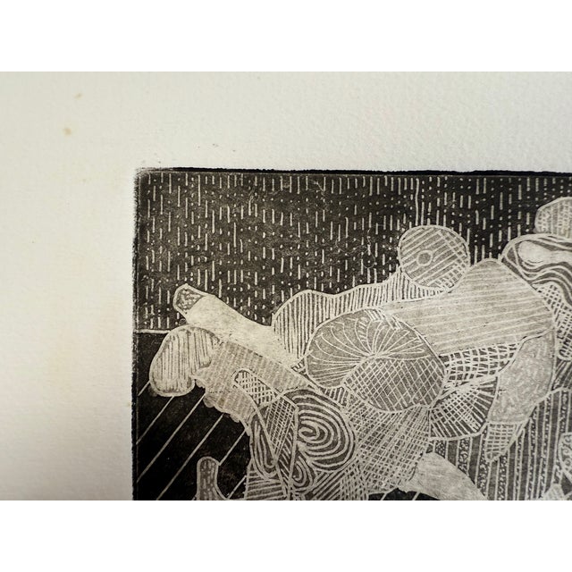 Black "Looking for a Contact Lens", Abstract Expressionist, Woodblock Print, Artist Stanley J. Krupa For Sale - Image 8 of 9