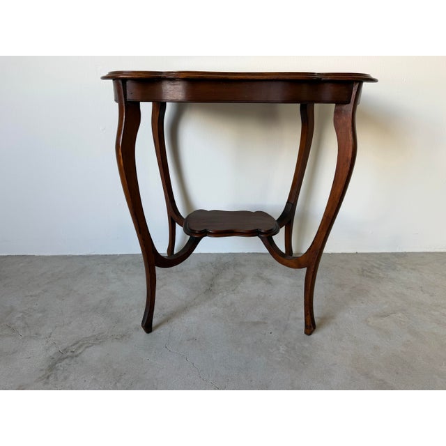 Antique Mahogany Two-Tier Serpentine Accent Table For Sale - Image 11 of 13