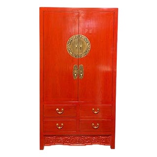 Red Lacquer Armoire For Sale