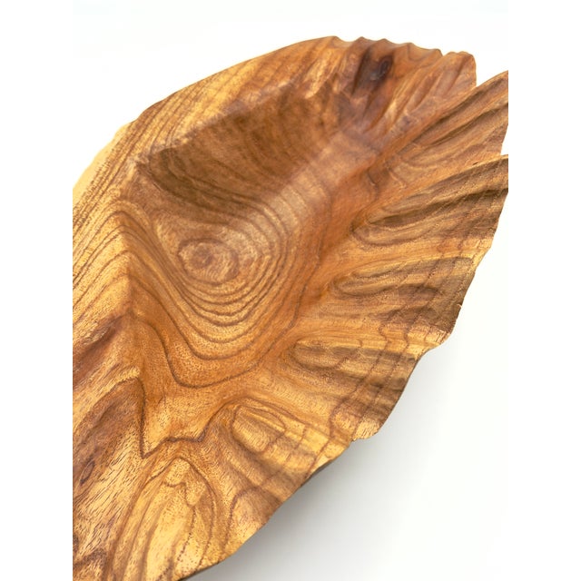 Hand Carved Wood Shell Bowl, Coastal Organic Decorative Catchall For Sale - Image 4 of 7