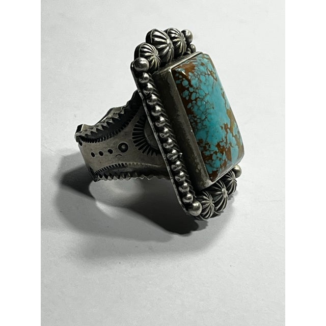 1990s 1990s Henry Calladito, Sterling Silver and Turquoise Native American Ring, Size 9 For Sale - Image 5 of 6