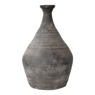 Distressed Wabi Sabi Pottery Vessel/Matt Gray For Sale