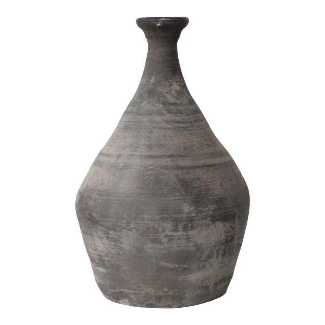Distressed Wabi Sabi Pottery Vessel/Matt Gray For Sale