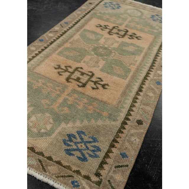 Textile Turkish Mini Rug Oriental Hand Knotted Vintage Rug 1'8" x 3'3" #21102 For Sale - Image 7 of 8