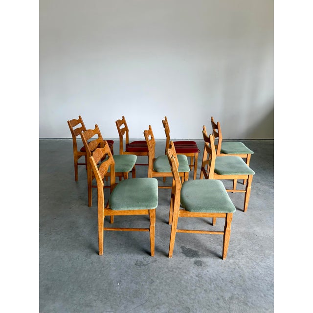Henning Kjaernulf Mid Century Henning Kjaernulf Attrb Danish Oak Dining Chairs, Set of 9 For Sale - Image 4 of 9