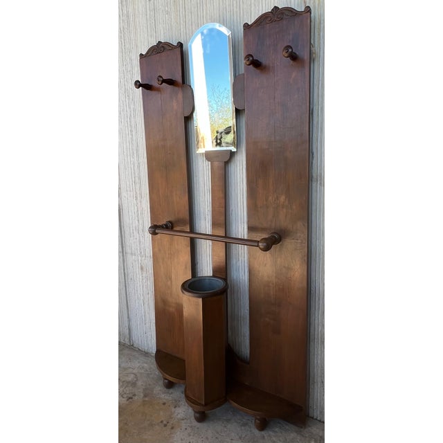 Mid 20th Century Art Decò Coat Rack Floor Stand with Umbrella Holder and Mirror For Sale - Image 18 of 18