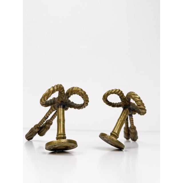 Mid-Century Italian Hollywood Regency Brass Handles or Wall Hooks, 1970s, Set of 2 For Sale - Image 10 of 17