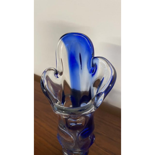 Blue and Clear Art Glass Vase by Josef Hospodka for Chribská, Former Czechoslovakia, 1960s For Sale - Image 15 of 16