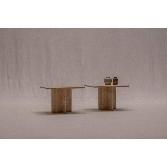 Italian Travertine Side Tables, 1970s., Set of 2 For Sale - Image 9 of 10