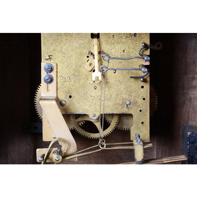 Wood Art Deco Table Clock in Walnut, Czech, 1920s For Sale - Image 7 of 11