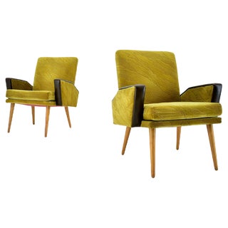 Set of Mid-Century Leather Armchairs attributed to Miroslav Navrátil, 1970s For Sale