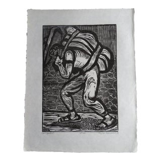 1968 "The Porter" Byron Randall Modernist Abstract Woodcut First Edition Print For Sale