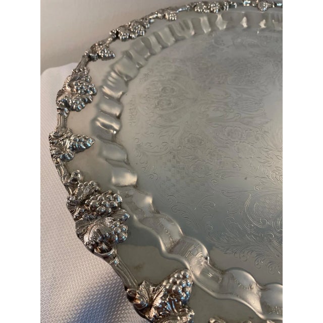 Metal 1920s Large English Silverplated Serving Tray Platter For Sale - Image 7 of 13