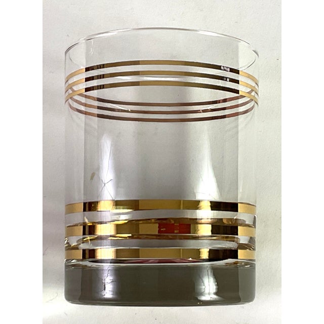 Mid-Century Modern 1950s Mid-Century Modern Gold Banded -Low Ball/Rocks Glass/Old-Fashioned Glass/Tumblers – Set of Eight For Sale - Image 3 of 6
