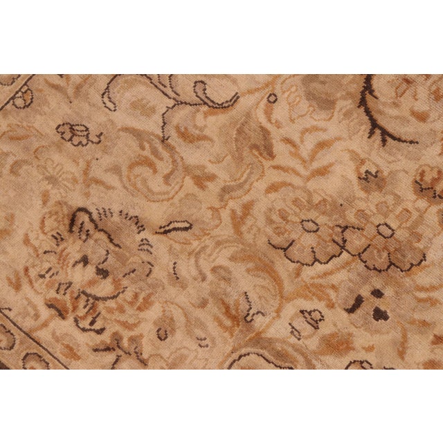 Boho Chic Floral 1990's Pak-Persian Beige/Charcoal Wool Rug - 6'1'' X 9'1'' For Sale - Image 4 of 9