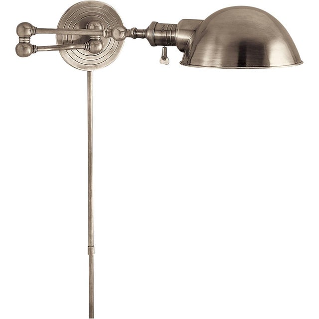 Boston Swing Arm in Antique Nickel with SLG Shade Designer: Chapman & Myers Height: 5" Extension: 23" Backplate: 5" Round...