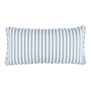Schumacher x Mark D. Sikes Birdie Ticking Stripe Lumbar Pillow In Indigo