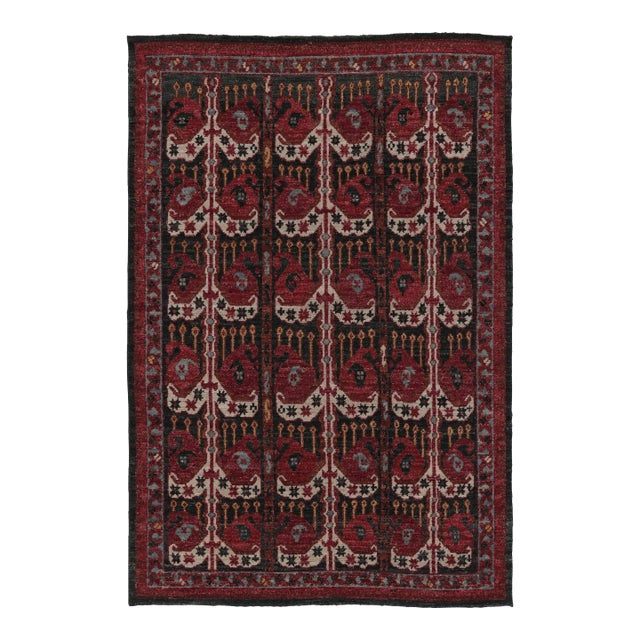 Rug & Kilim’s Ersari-Inspired Rug With Coral Red Boteh Paisley Patterns For Sale