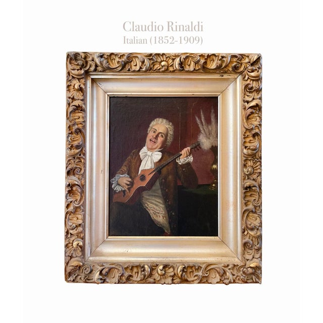 Claudio Rinaldi Italian (1852-1909) Oil on Canvas Framed Painting of a Musician Frame: 22"X19" Sight: 14"X11" Claudio...