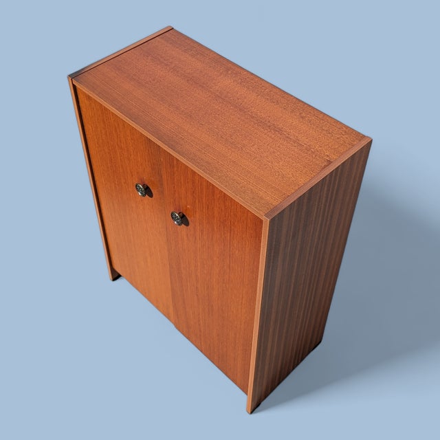 Vintage Mid-Century Teak Laminate Two-Door Storage Cabinet For Sale - Image 4 of 13