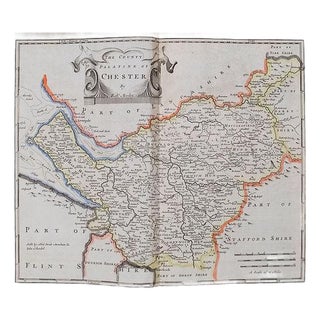 1722 Morden Map of Chesire UK For Sale
