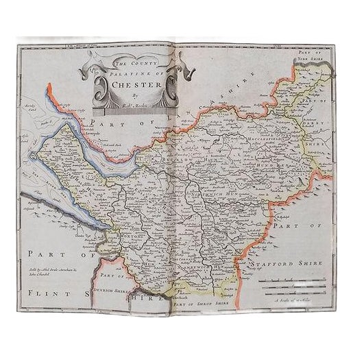 1722 Morden Map of Chesire UK For Sale