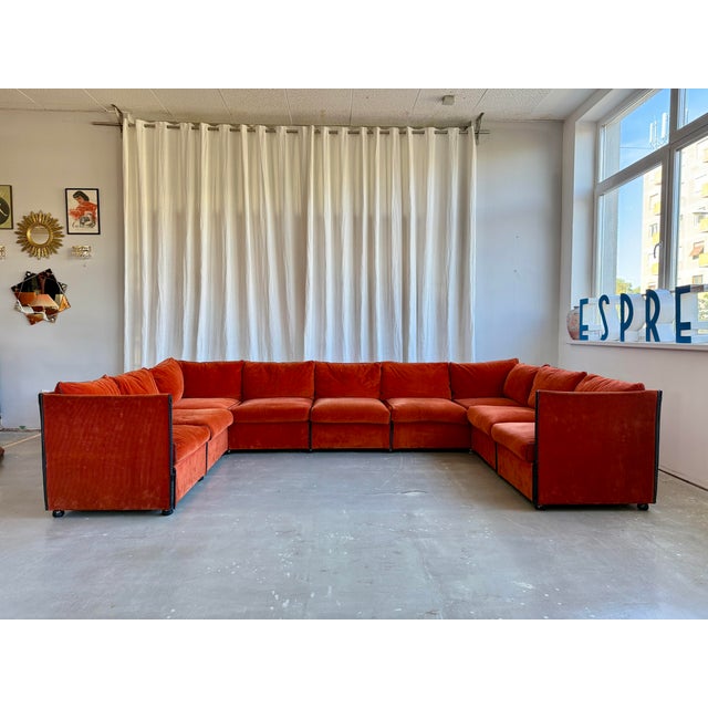 Mid-Century Modern Vintage Italian Landeau Corduroy 9-Pieces Modular Sofa by Mario Bellini for Cassina, 1970s For Sale - Image 3 of 18