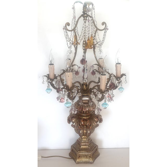 Vintage Murano Glass Floor Lamp in Wood and Metal, 1940s For Sale - Image 4 of 18