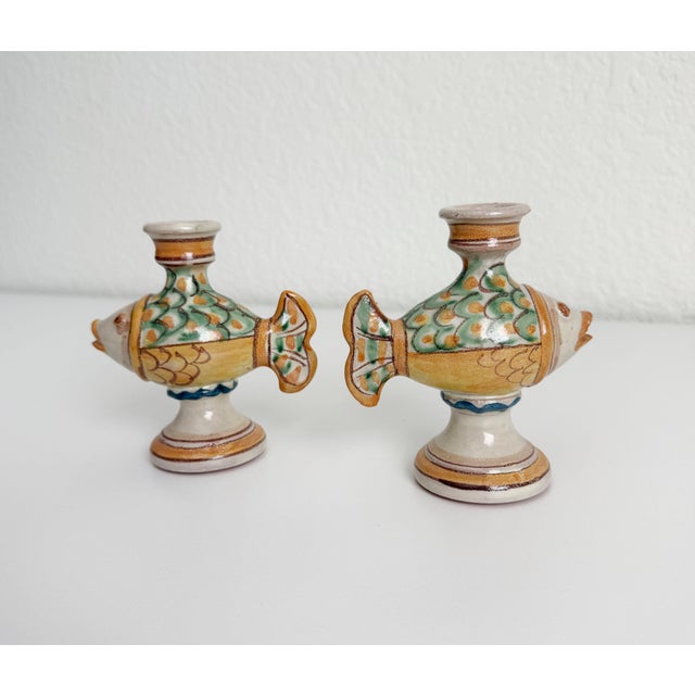 Italian Ceramic Fish Candle Holders by Giacomo Alessi - A Pair For Sale - Image 9 of 11