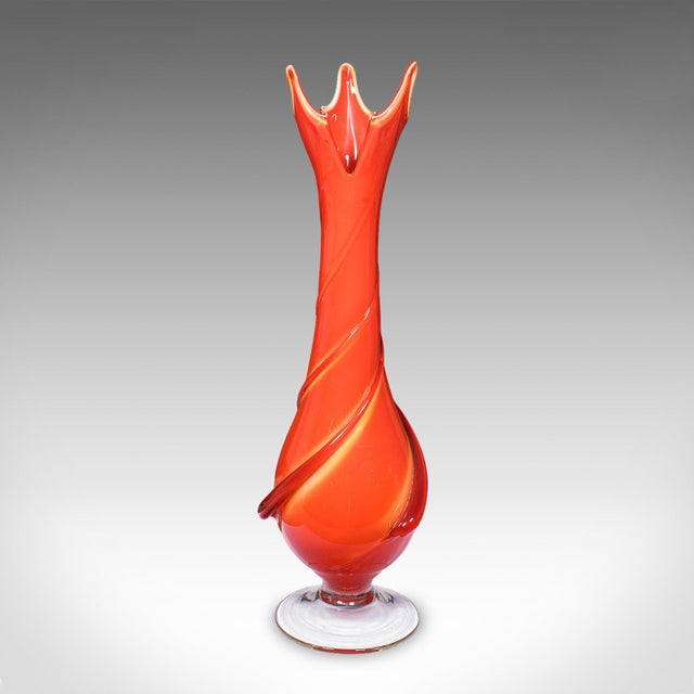 Mid-Century Modern Vintage Murano Trumpet Vase, Italian, Art Glass, Display, Mid Century Modern For Sale - Image 3 of 10