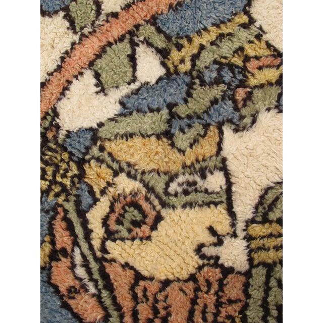 Textile Large Vintage Hand Knotted Circular Rug in Tribal Design For Sale - Image 7 of 8