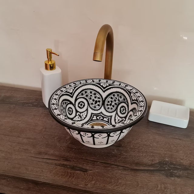 Not Yet Made - Made To Order Contemporary Black and White Bathroom Sink For Sale - Image 5 of 6