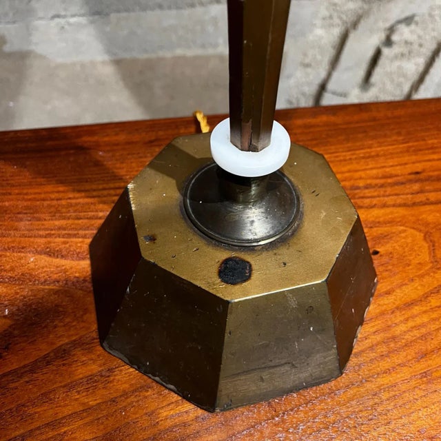 Tony Paul 1950s Style of Tony Paul Shapely Gold Table Lamp With Mahogany Wood For Sale - Image 4 of 12