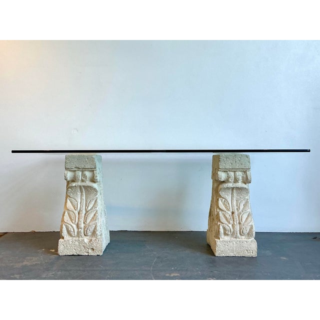 Vintage Carved Coquina Stone Pedestal Dining Table For Sale - Image 12 of 12