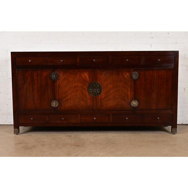 Late 20th Century Michael Taylor for Baker Furniture Hollywood Regency Chinoiserie Mahogany Sideboard Credenza For Sale - Image 15 of 15